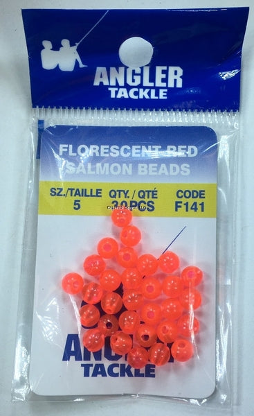 Angler Tackle Salmon Beads - Fl. Red / 4