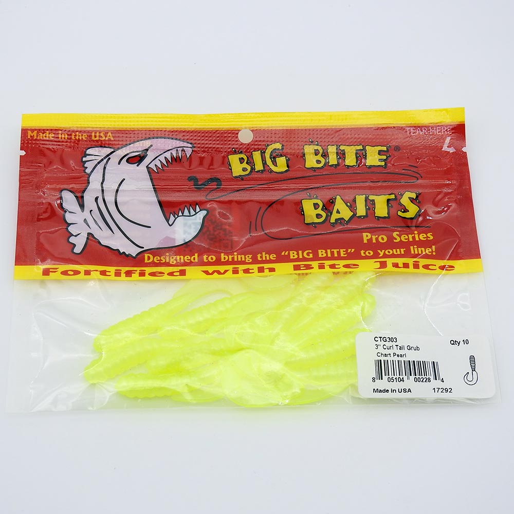 Big Bite Baits CTG219-100 2 in. Curl Tail Grub Motor Oil Fire Fishing Lure  - Pack of 100 
