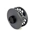 Black fly fishing reel on a white background