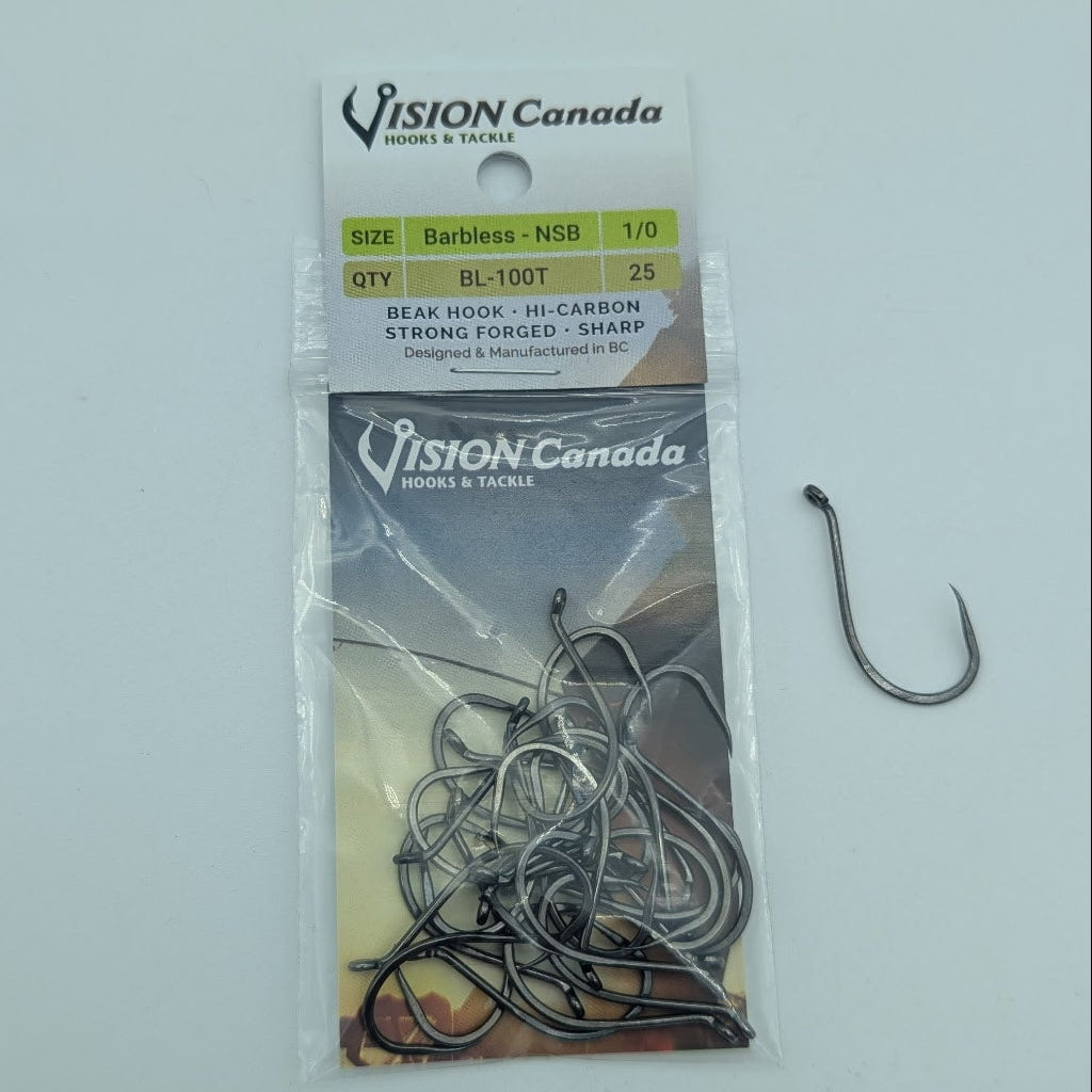 Vision Canada Barbless Beak Hook BL-100 1/0 / 100 Pack