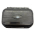 Black suitcase with a visible brand logo on a white background