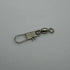 Metal fishing swivel on a gray background