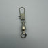 Metal fishing swivel on a gray background
