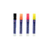 Four solid markers with different colored caps on a white background