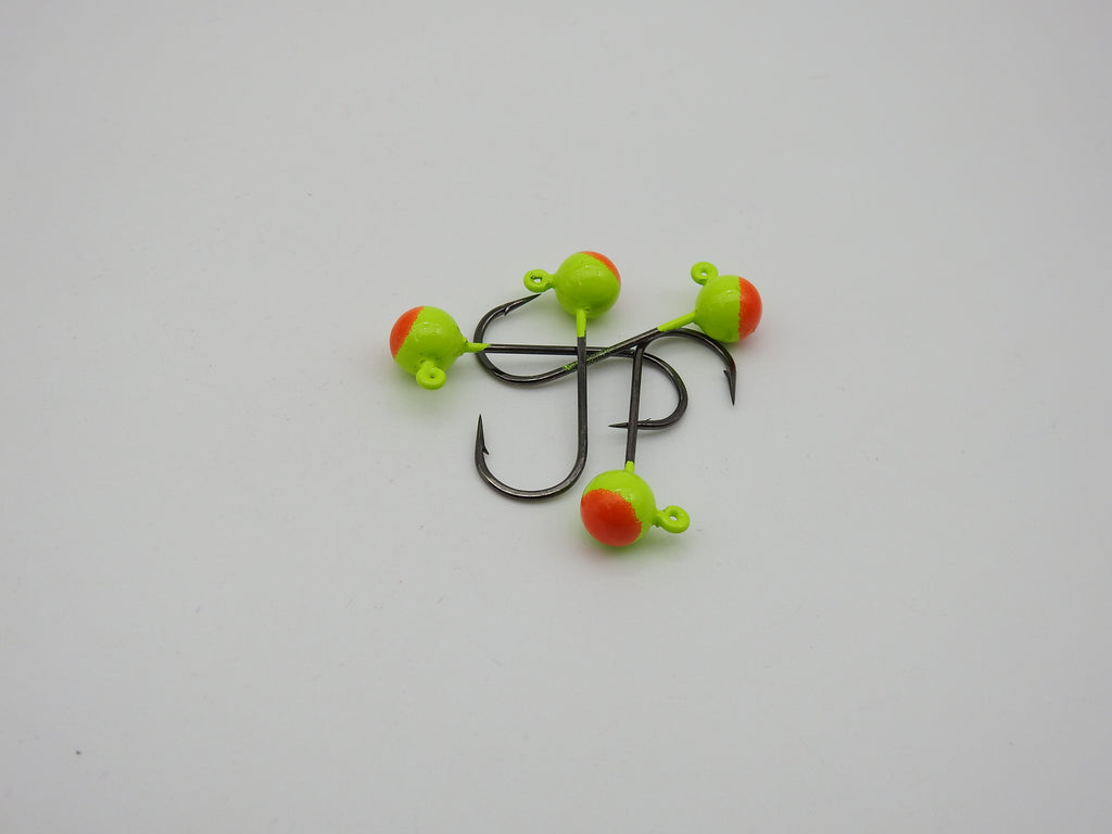 Compleat Angler Two Tone Painted Jig Heads Chartreuse Orange