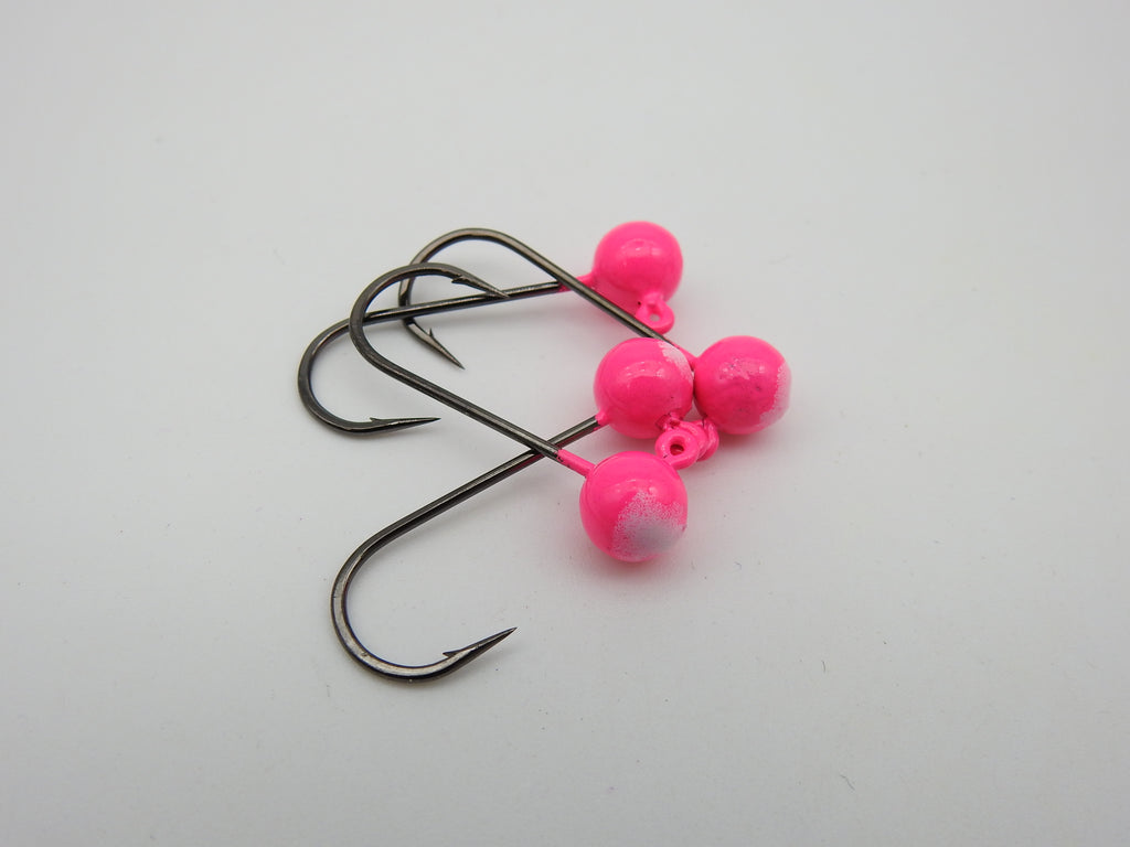 Compleat Angler Two Tone Painted Jig Heads Pink White