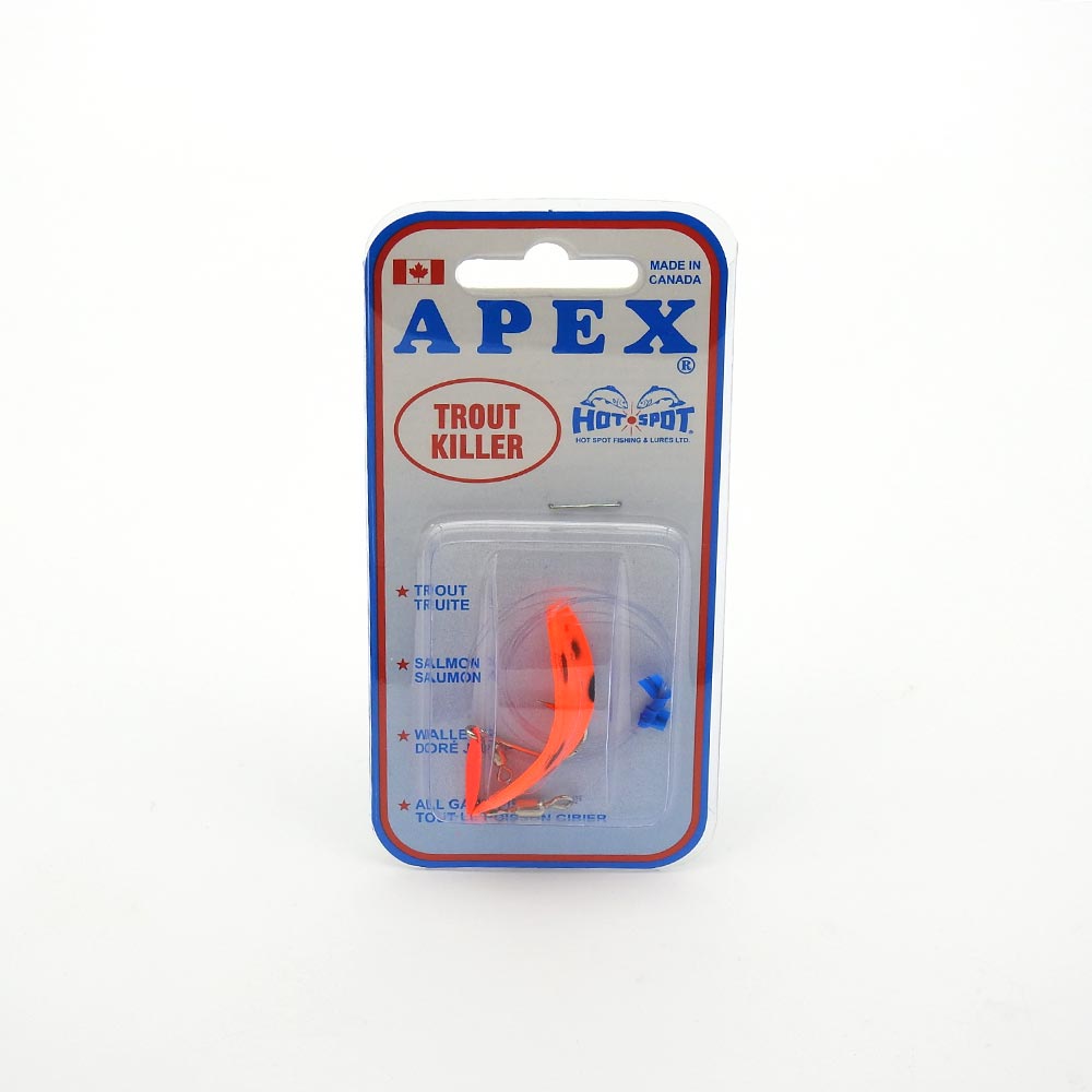 Hot Spot Lures Apex Trout Killer Flame Orange with Black Dot / 1.5 Hot Spot Lures Apex Trout Killer Flame Orange with Black Dot / 1.5
