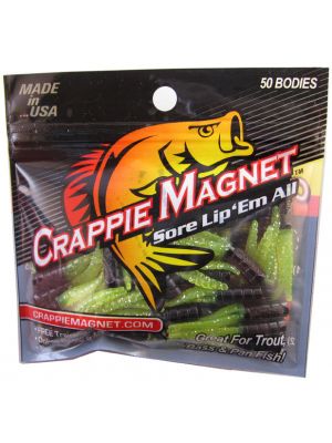 Crappie Magnet Series Body Pack 15pcs Black Chartreuse Flash